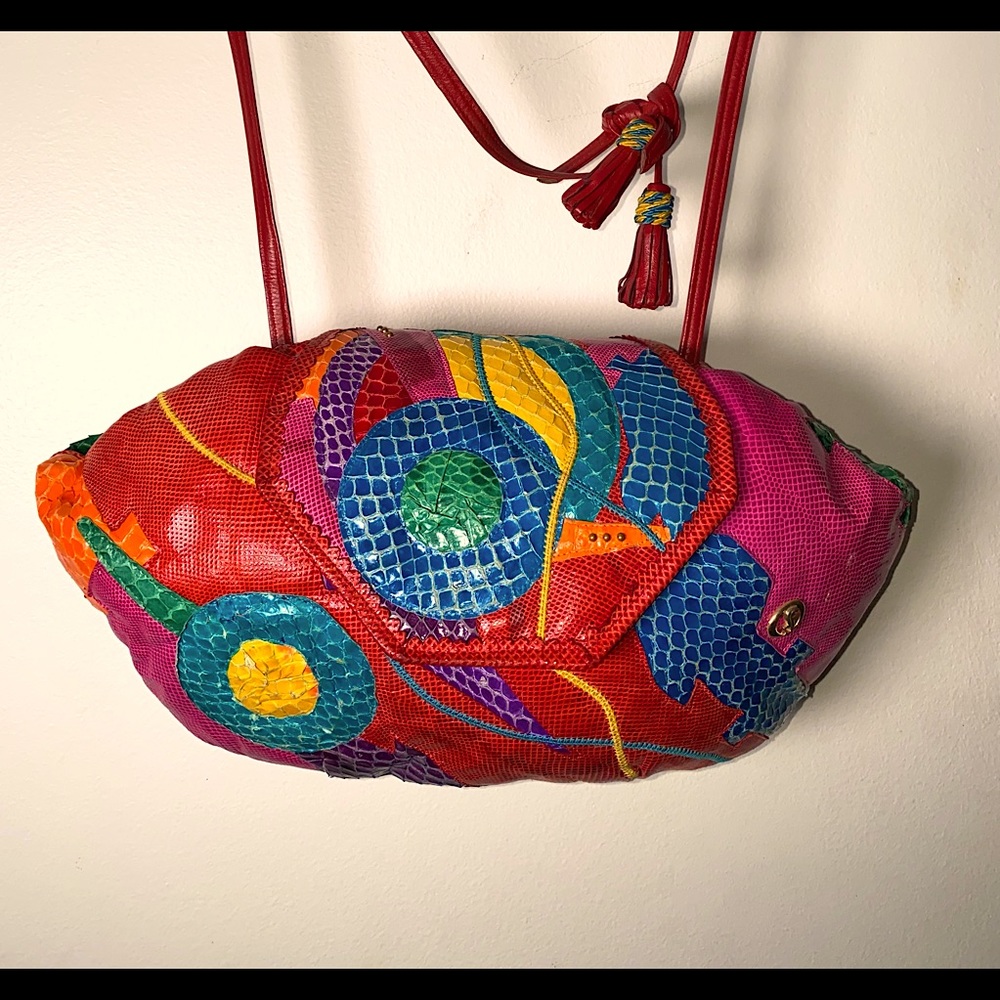 Rare one of a kind Vintage Carlo Fiori color block multi color bag